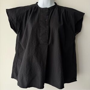 COS Black Textured Cotton Button Front Top Size Small (EUR 36)